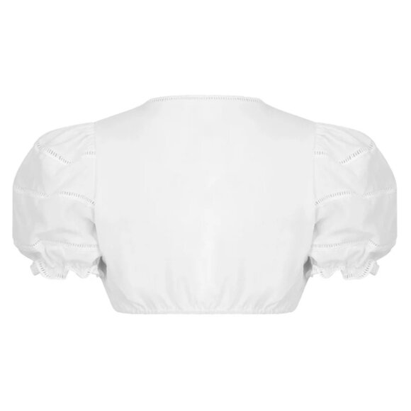 Vanessa Mooney Joelle White Puff Sleeve Cropped Blouse M NWT - Picture 6 of 10